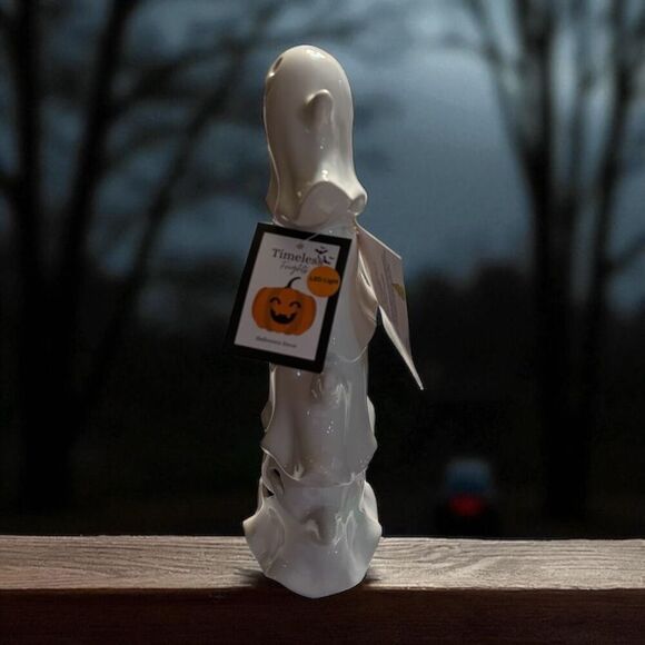 Stacked Frights 3 Stacked Ghosts  LED 13” Tall Figurine White Ceramic Decor - Picture 5 of 7